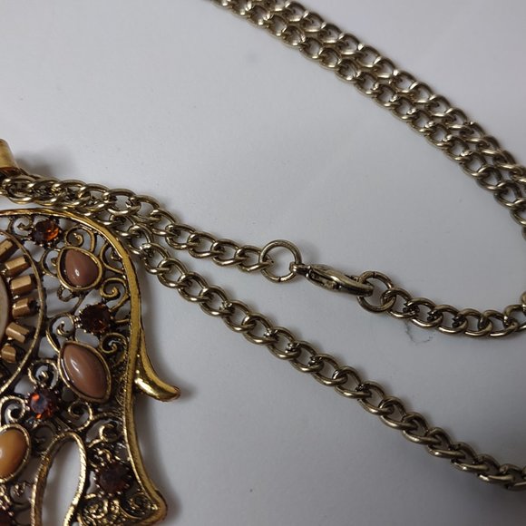 Awesome Large Decorative Elephant Pendant Necklace 18 Inches Long - Picture 6 of 13